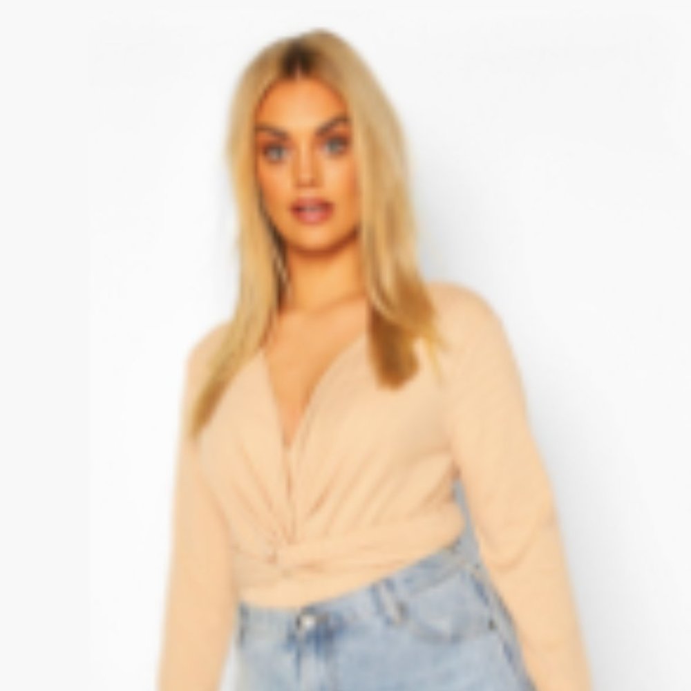 Plus Twist Knot Rib Longsleeve Bodysuit